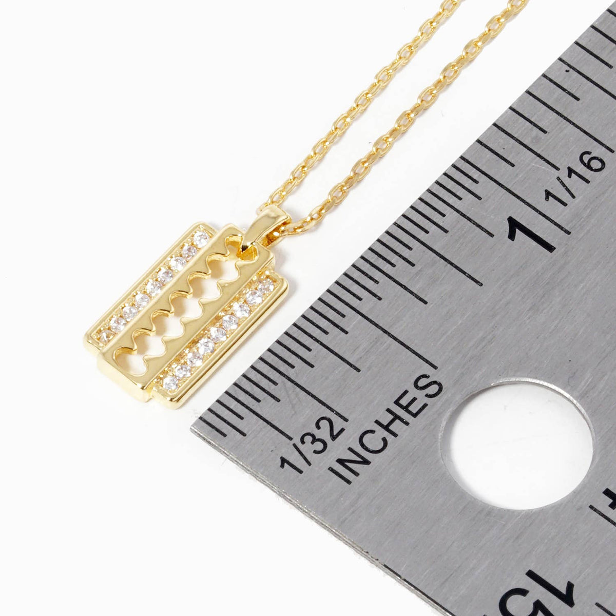 Dainty Crystal Razor Blade Pendant Necklace