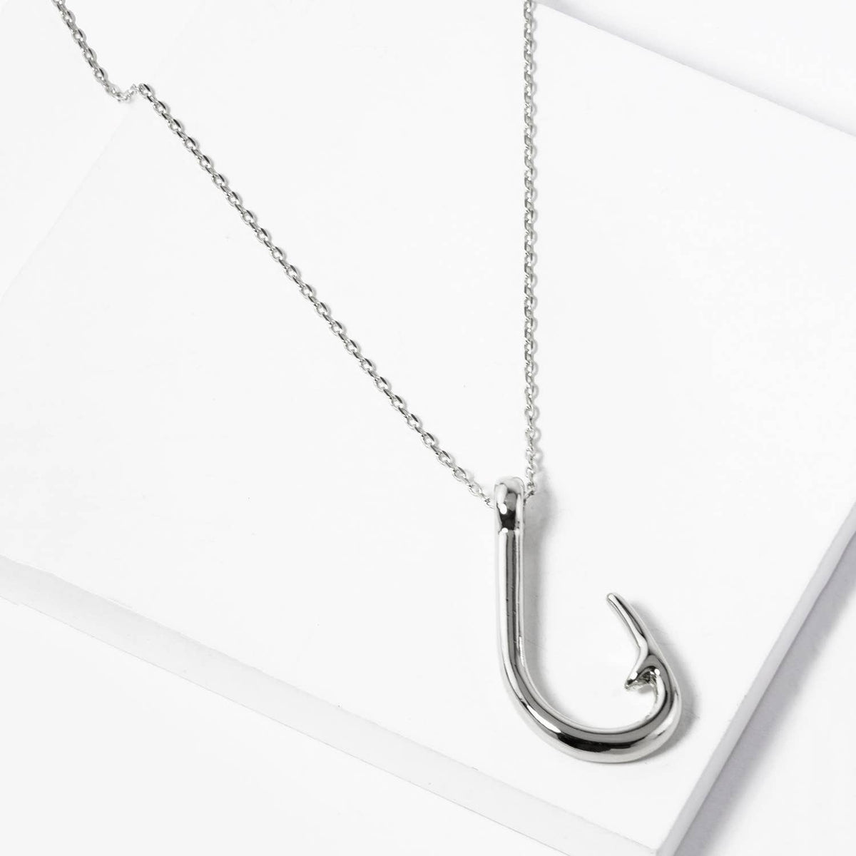 Minimalist Fish Hook Pendant Necklace