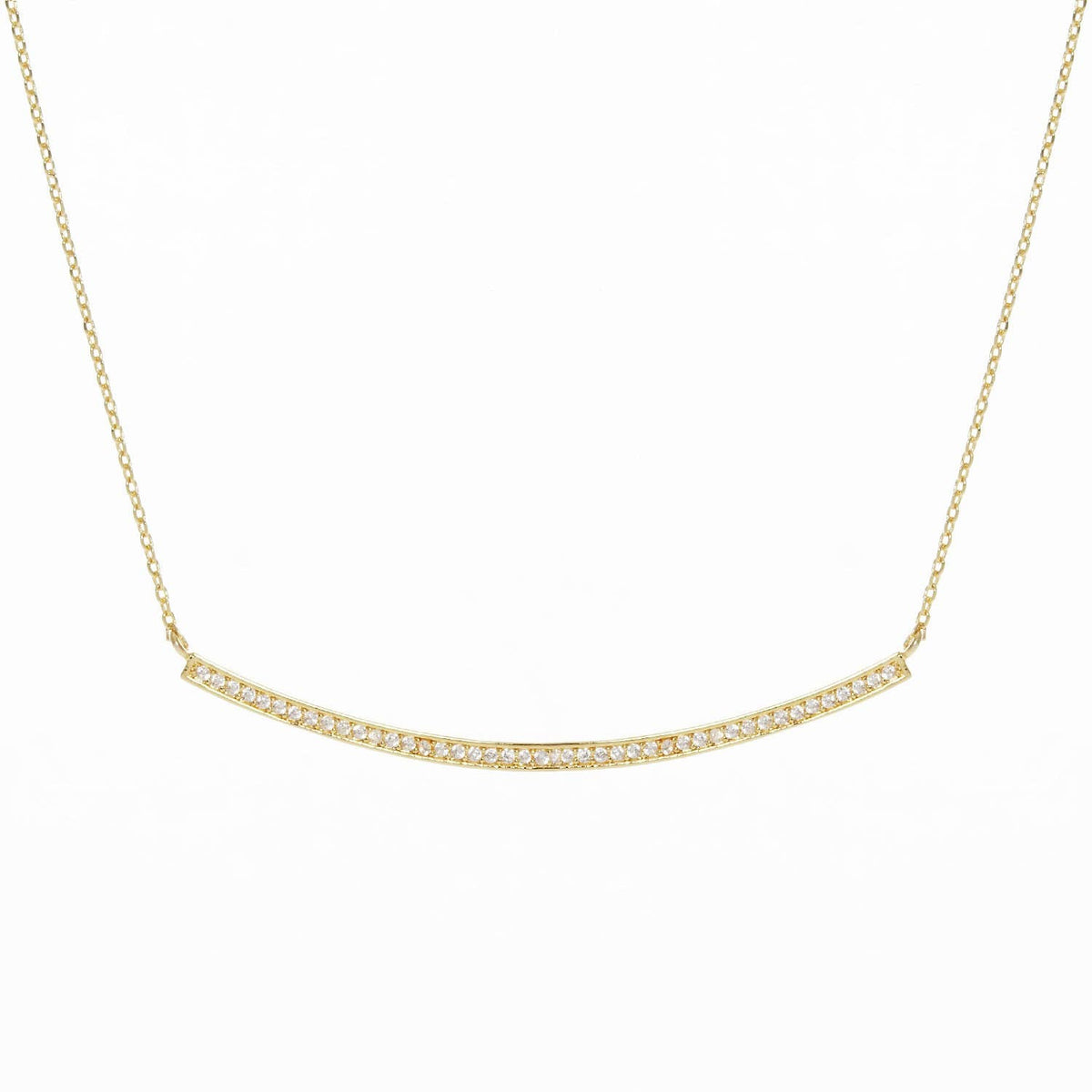 Gold Pave Curve Bar Necklace