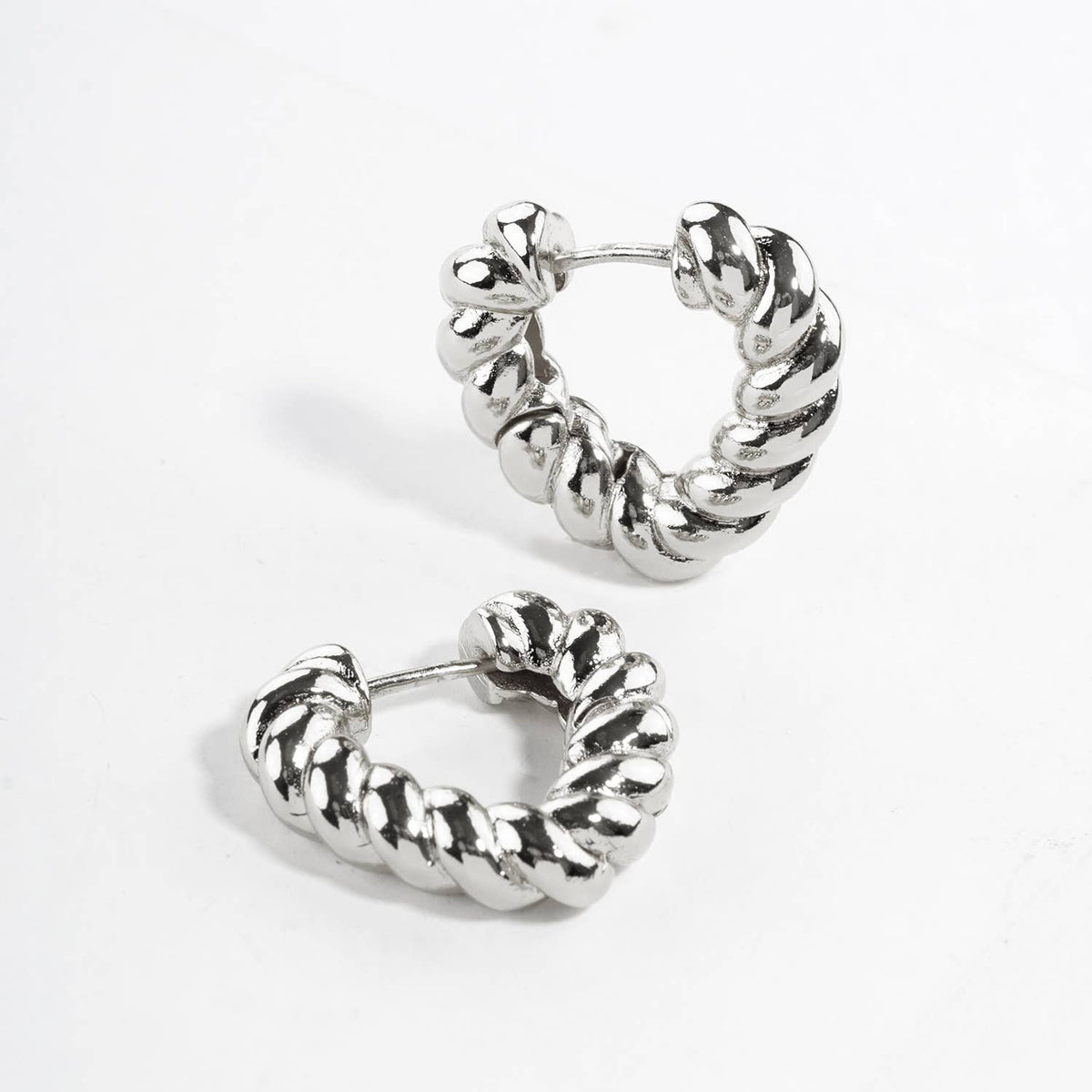 Twisted Rope Huggie Hoop Earrings