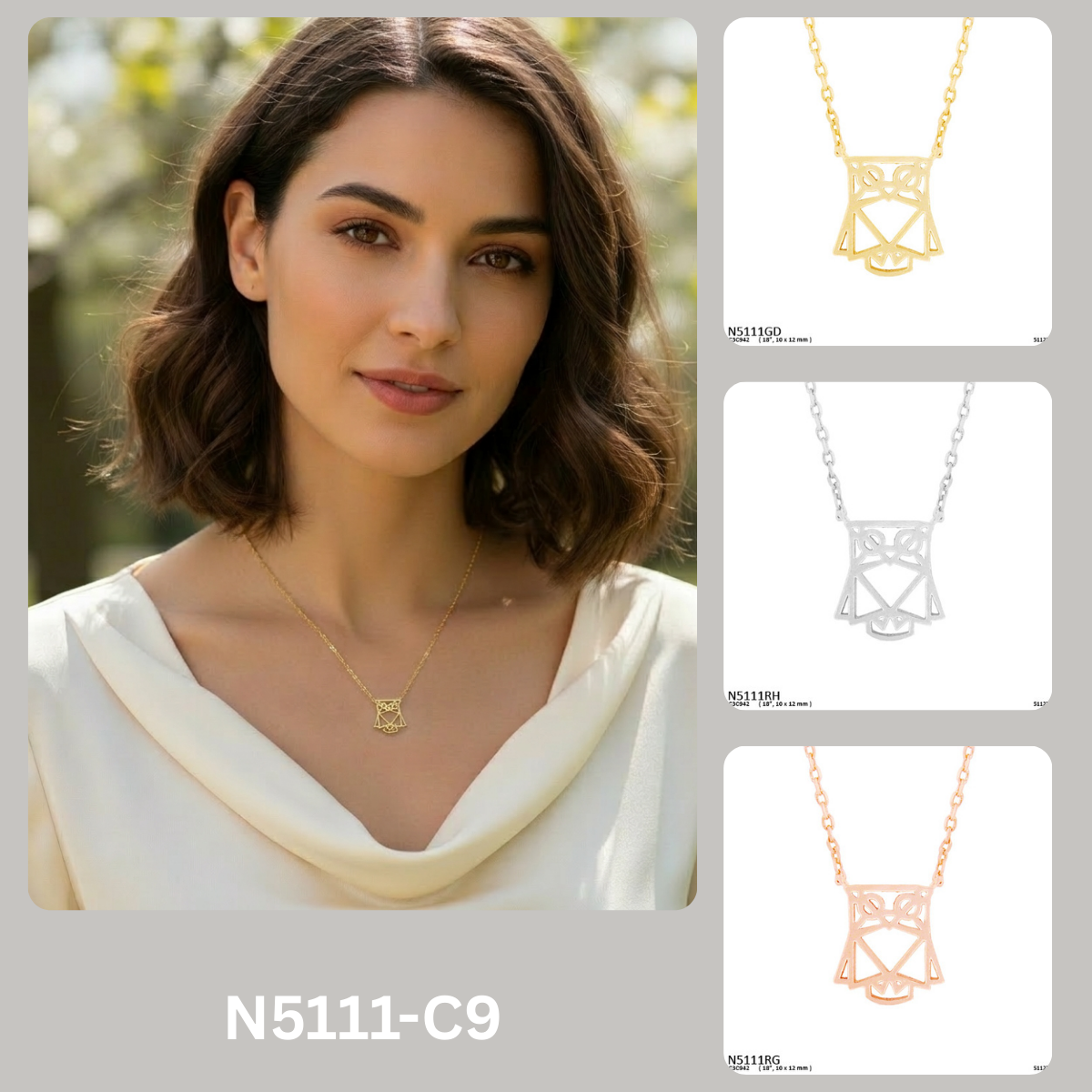Minimalist Geometric Owl Charm Necklace