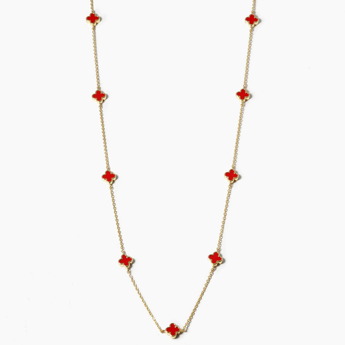 Elegant Clover Station Motif Necklace