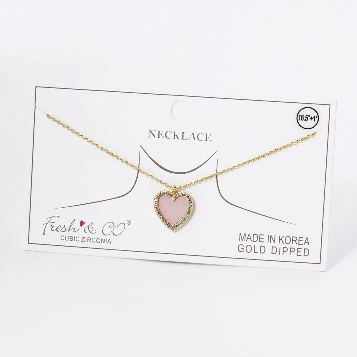 18K Gold Dipped 13mm Pave Set Cubic Zirconia Heart Necklace