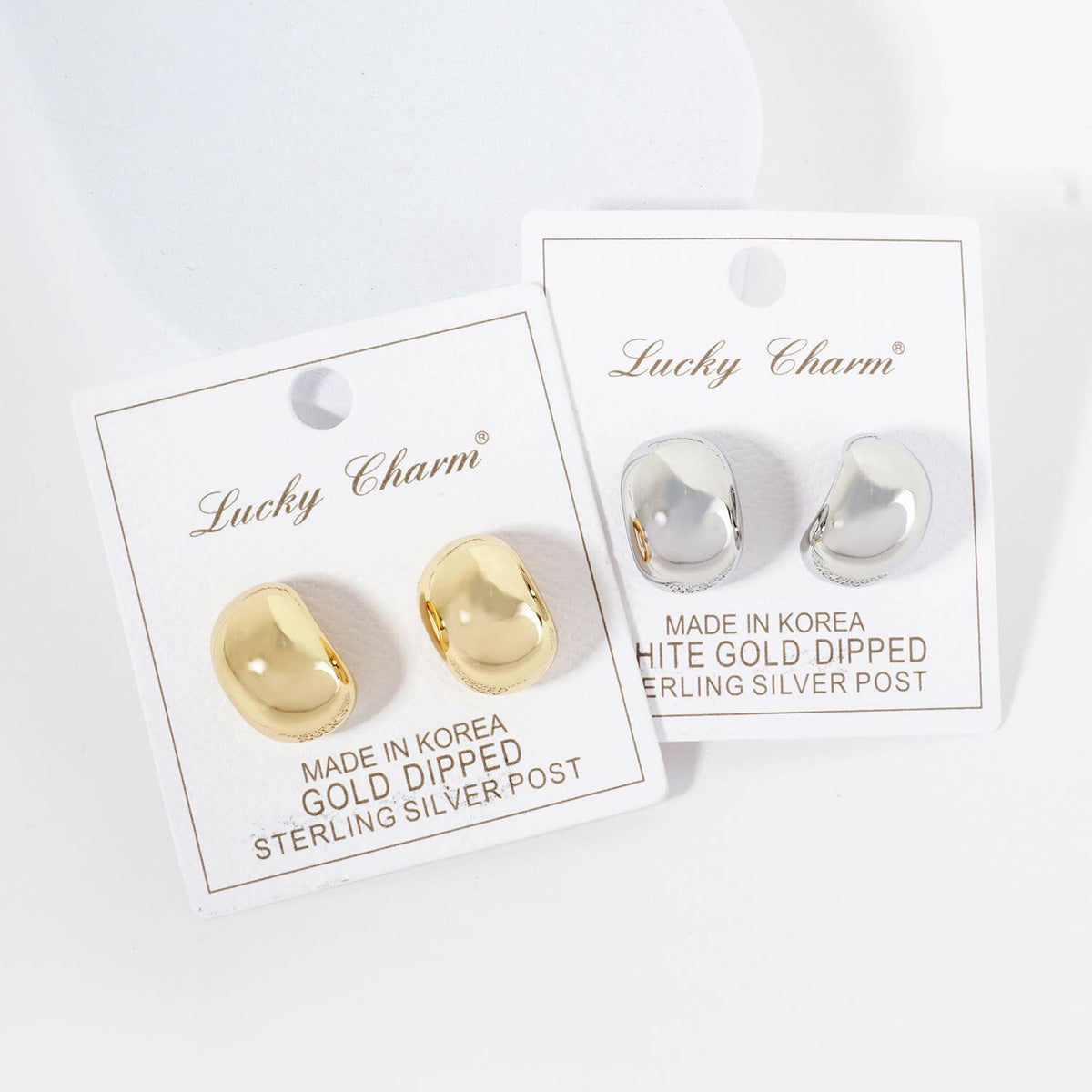 18K Gold Dipped 18mm Curved Oval Post Earrings