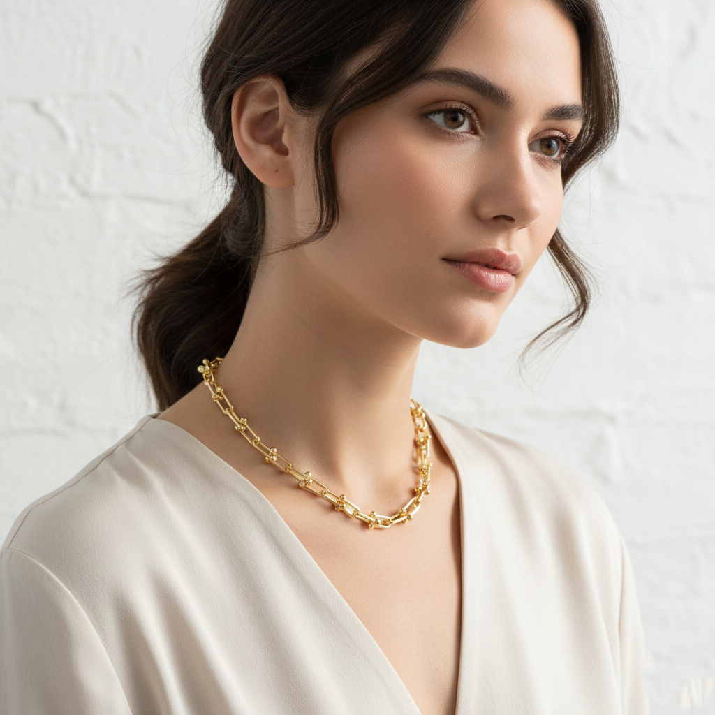 18K Gold Plated U-Link Chain Necklace