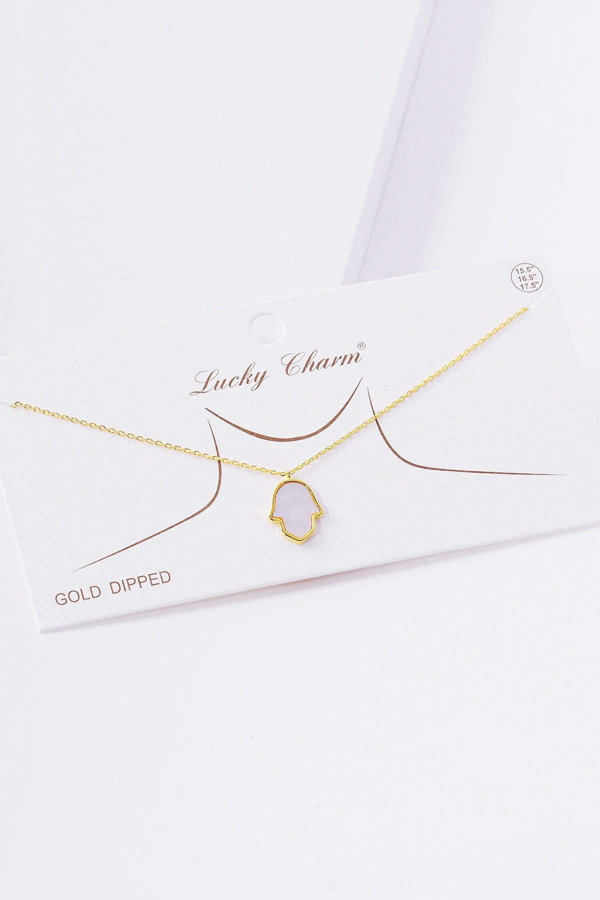 White Shelled Hand of Fatima Necklace