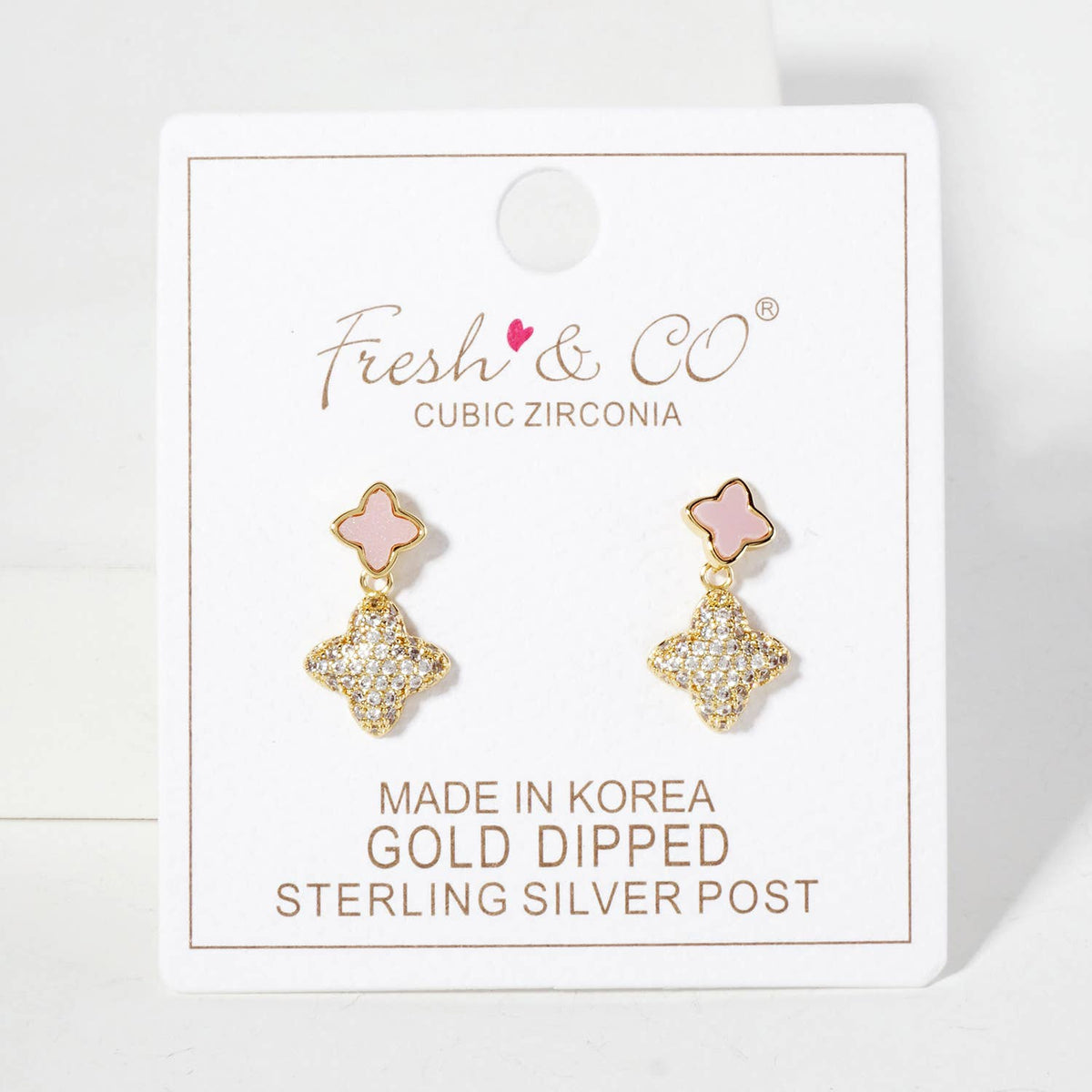 6-10mm Pave-Set Double Quatrefoil Drop Dangle Earrings