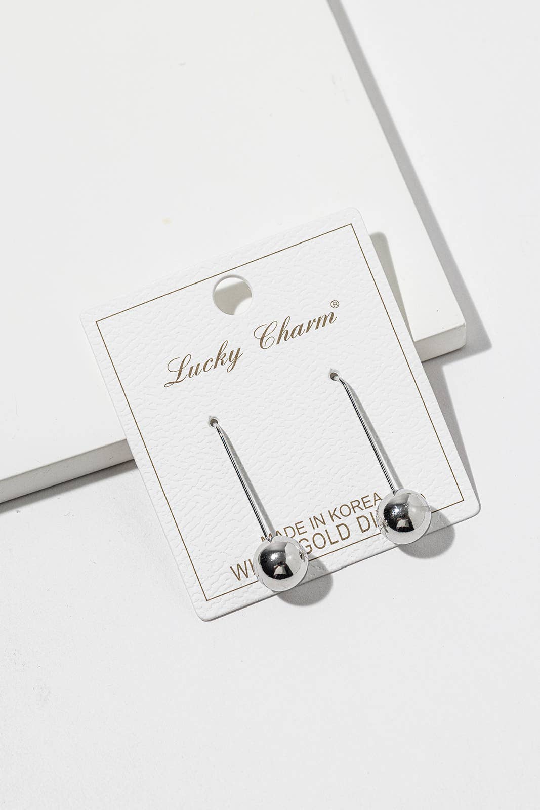 Long Hook Ball Drop Earrings – Metal Ball & Pearl Ball, Gold