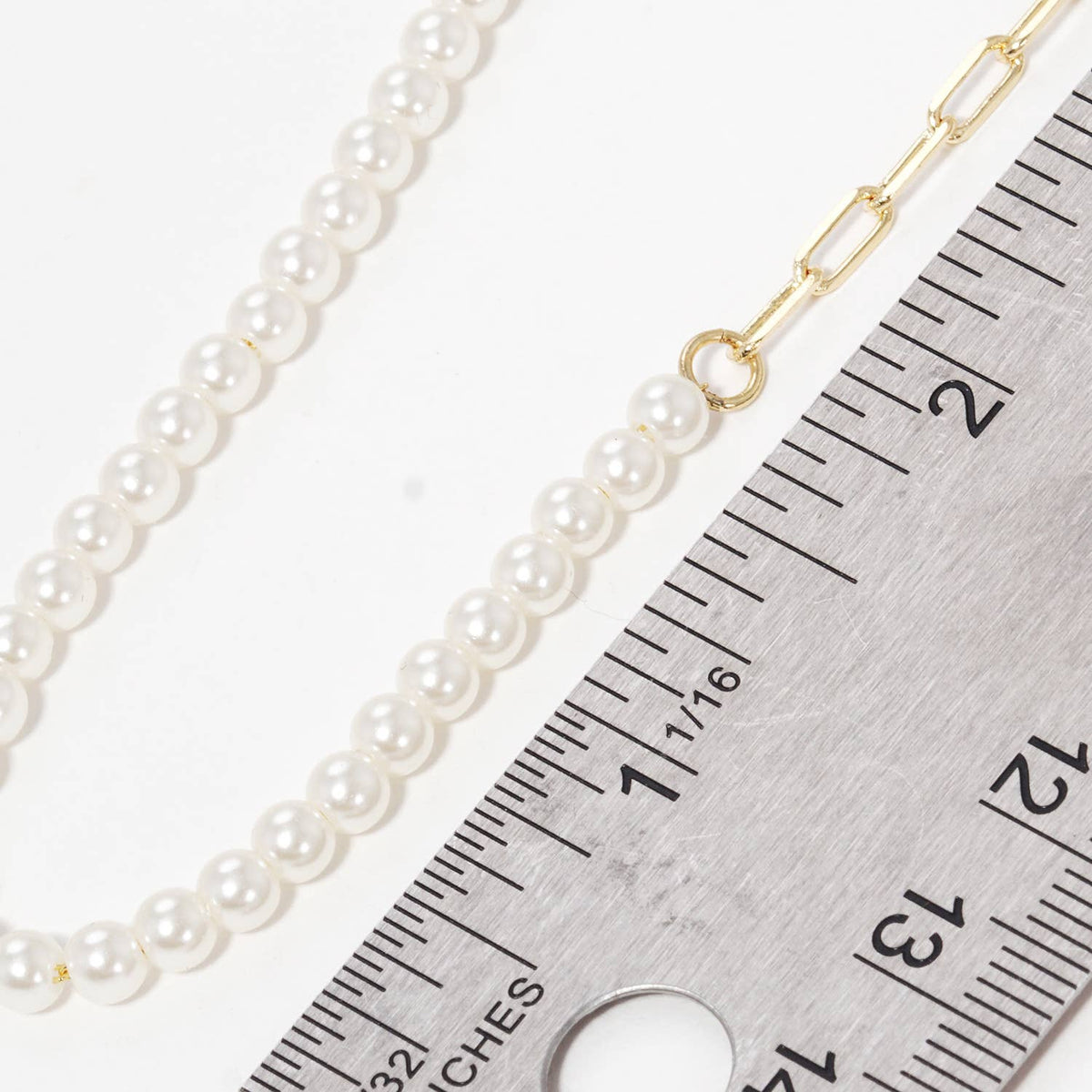 Gold Plated Half Pearl Half Chain Necklace