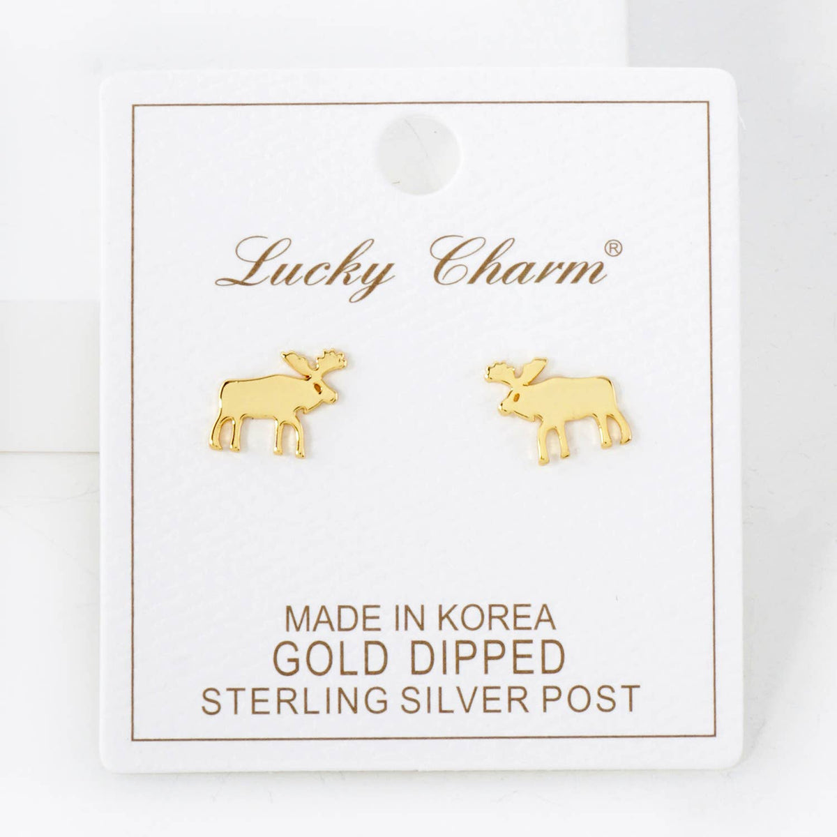 Reindeer 18K-Gold-Dipped Polished Brass Flat Stud Earrings