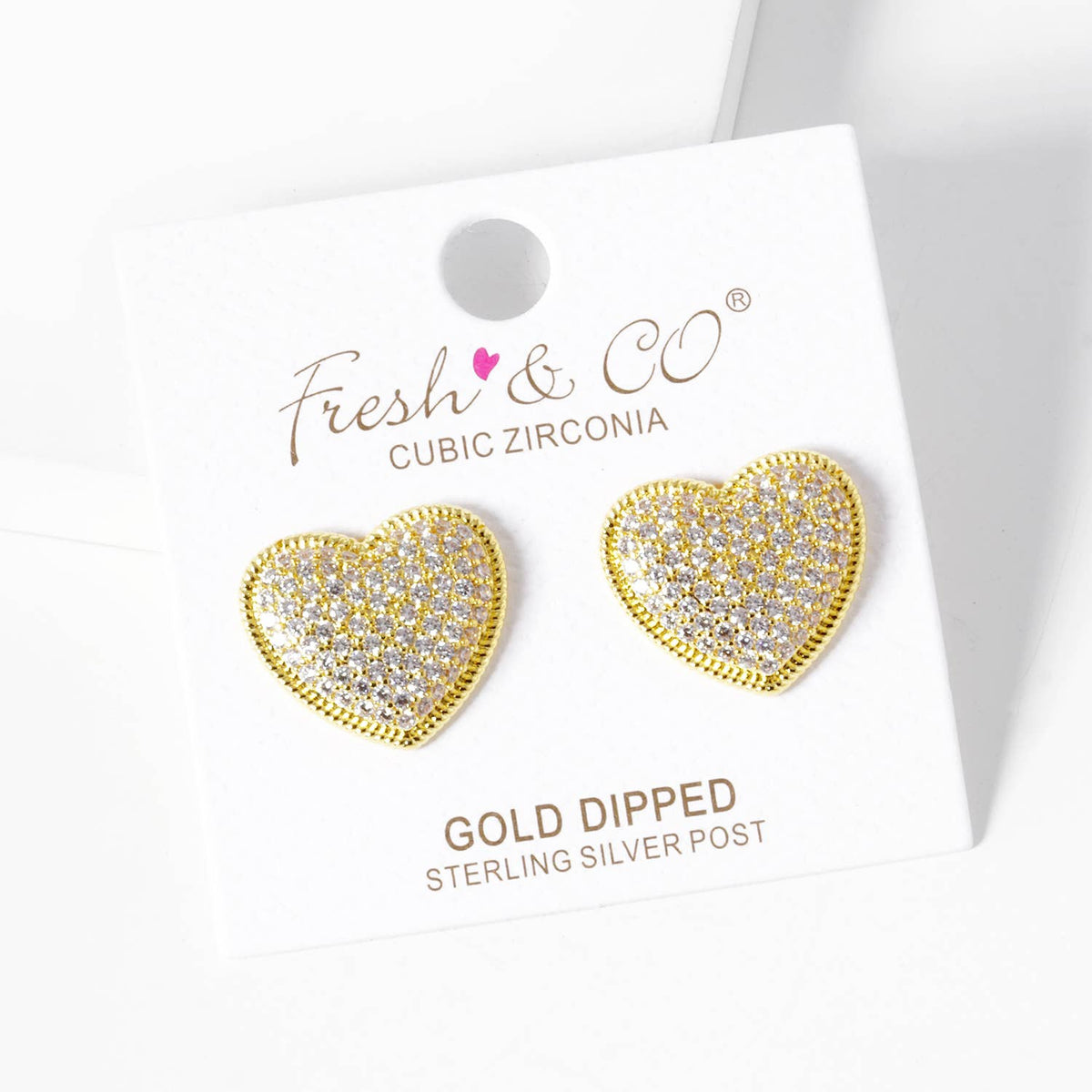 Pave Heart Stud Earrings