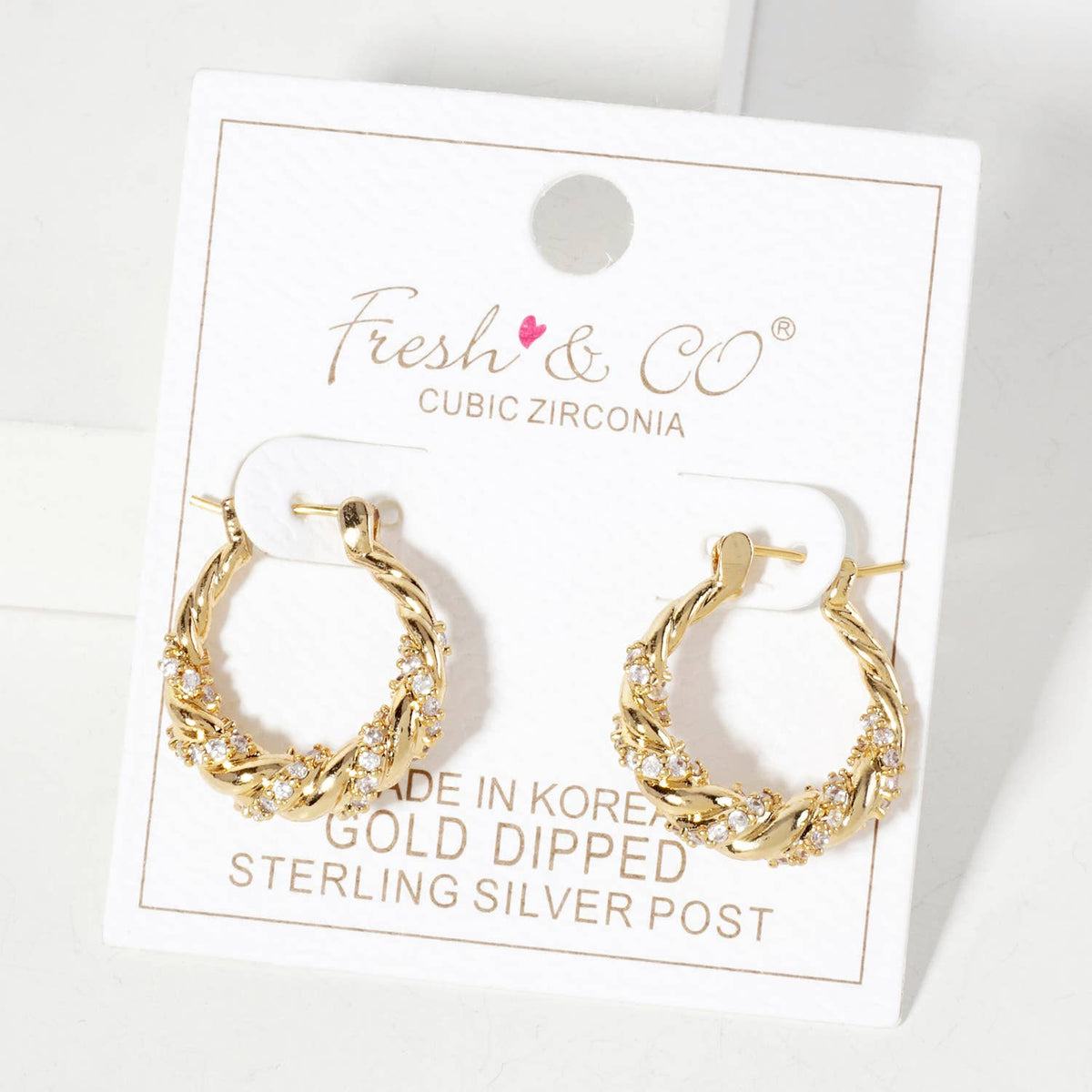 Rolled Design Single Row Embellishment 20mm Hoop Earrings