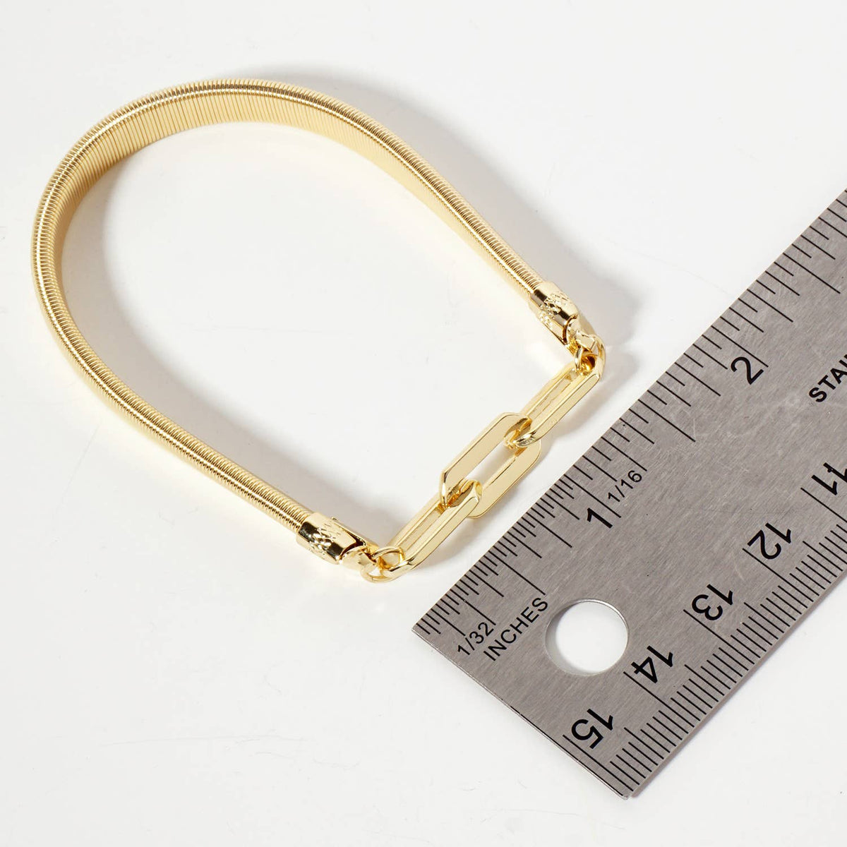 18K-Gold-Dipped Brass Omega Chain Stretch Bracelet