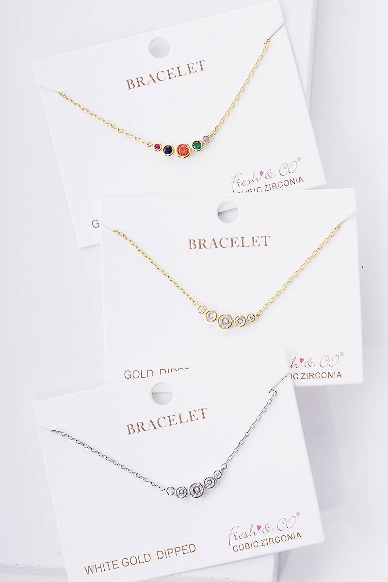 Graduated Bezel-Set Cubic Zirconia Chain Bracelet