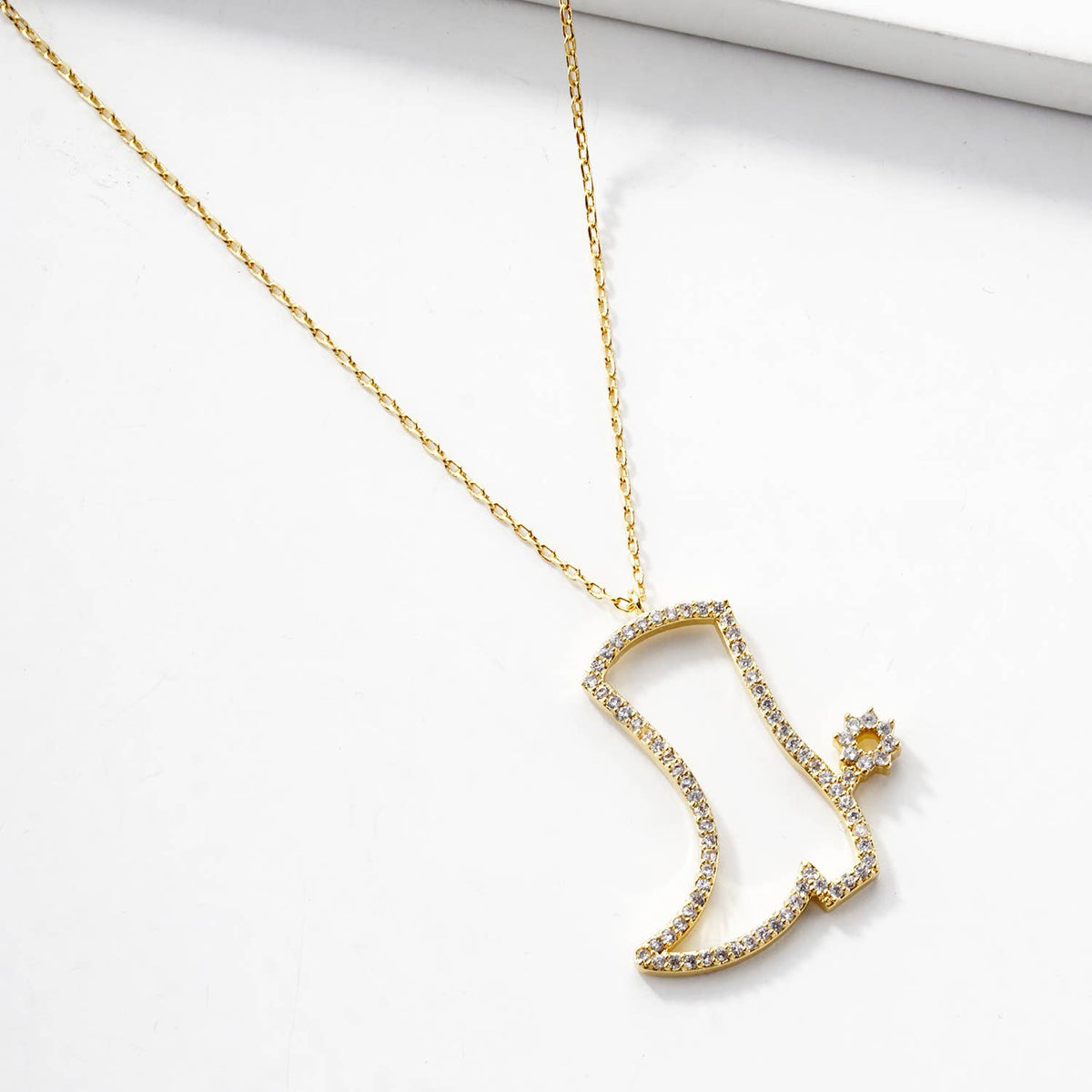 Sparkling Pavé Cowboy Boot Pendant Necklace