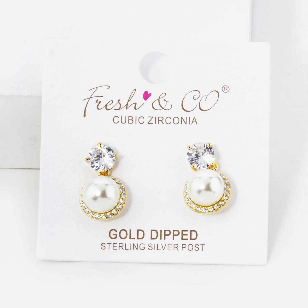 CUBIC ZIRCONIA PEARL DROP POST EARRINGS