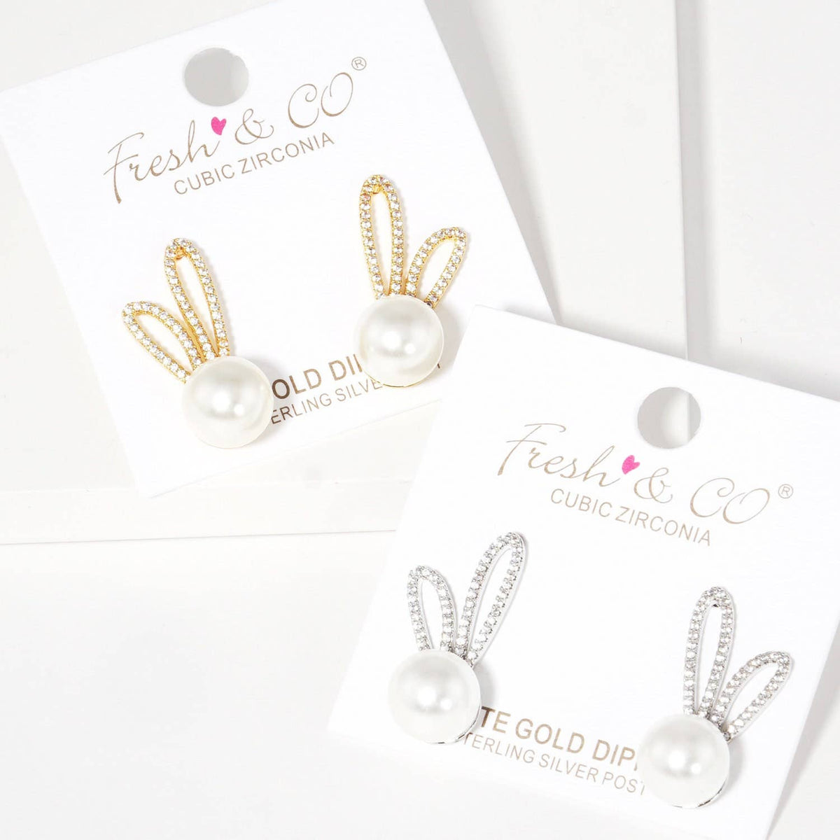 Gold Freshwater Pearl Bunny Ear Post Earrings