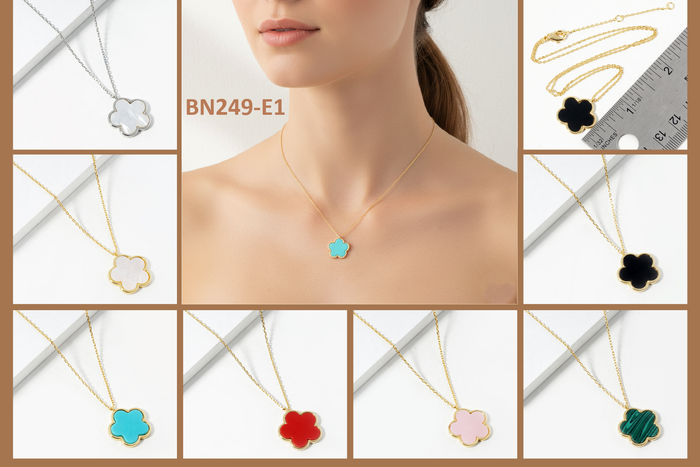 Mini Enamel and Shell Flower Pendant Necklace