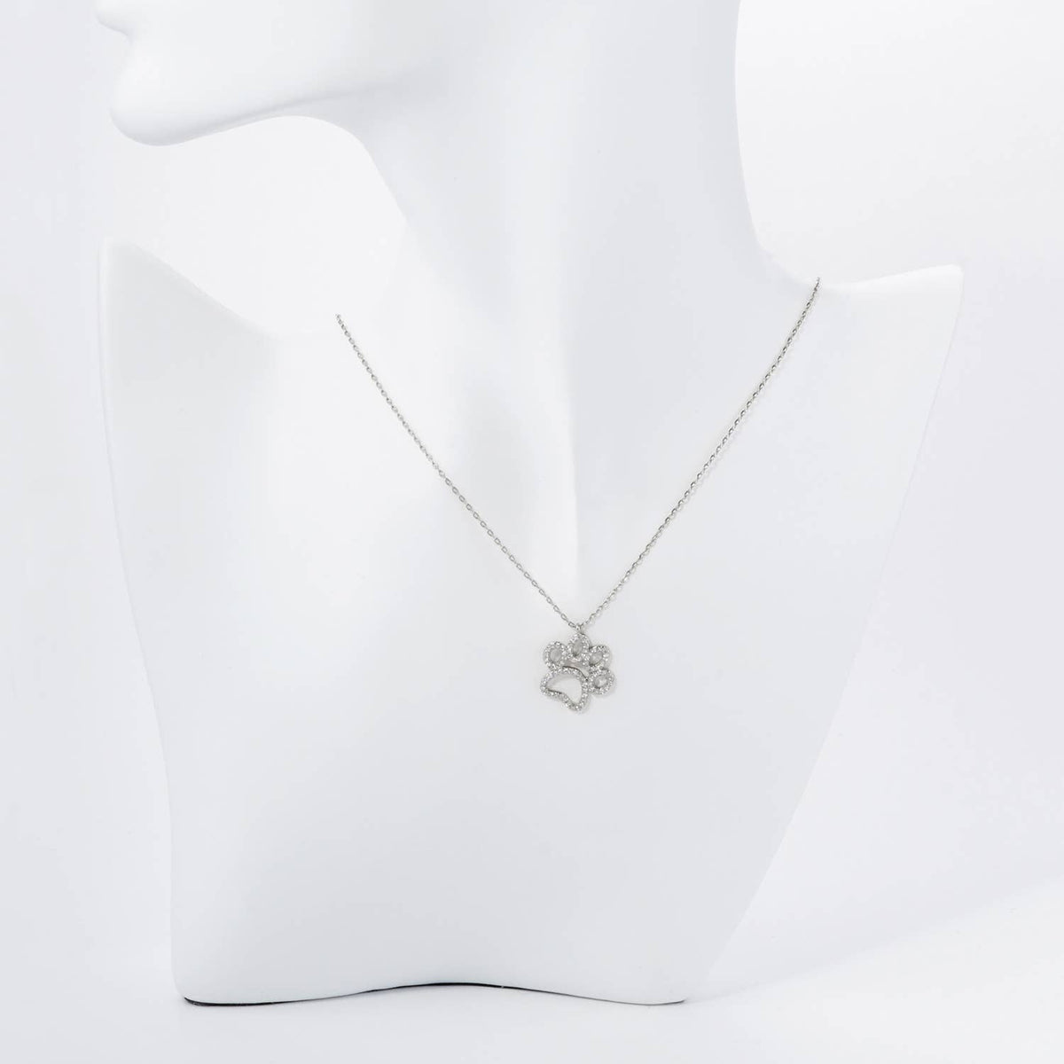 Sparkling CZ Paw Print Pendant Necklace