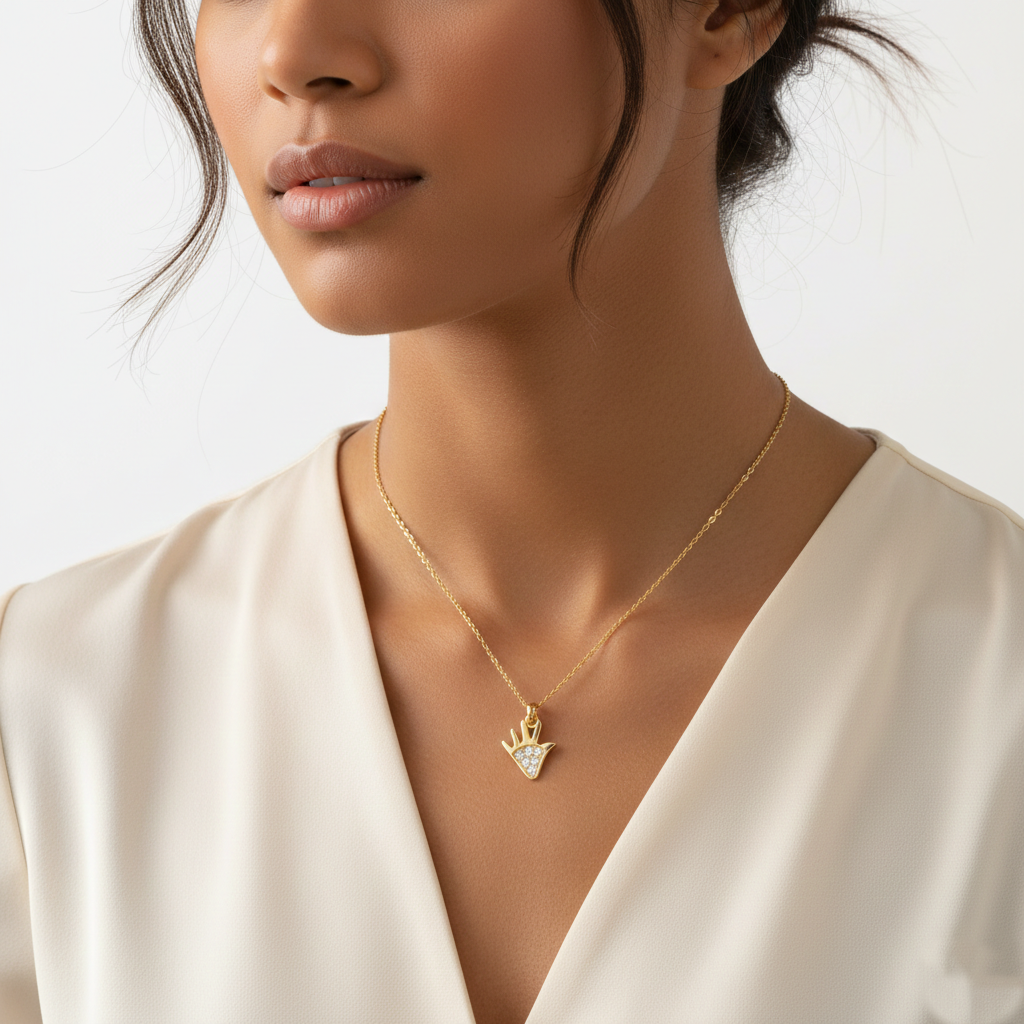 CZ Pave Hand Pendant Necklace