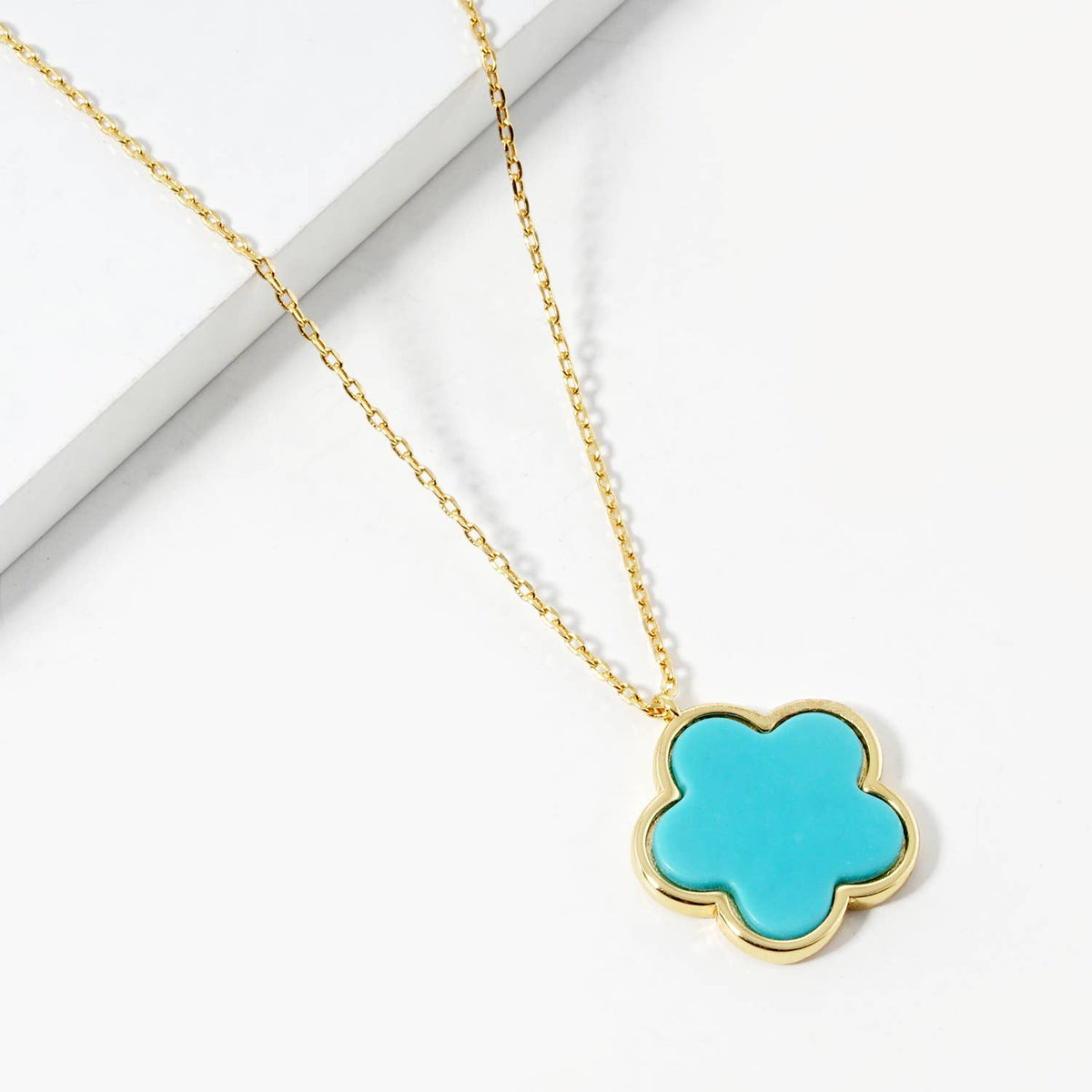 Mini Enamel and Shell Flower Pendant Necklace