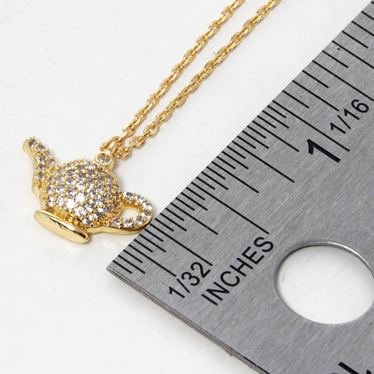 Dainty Teapot Pave CZ Pendant Necklace