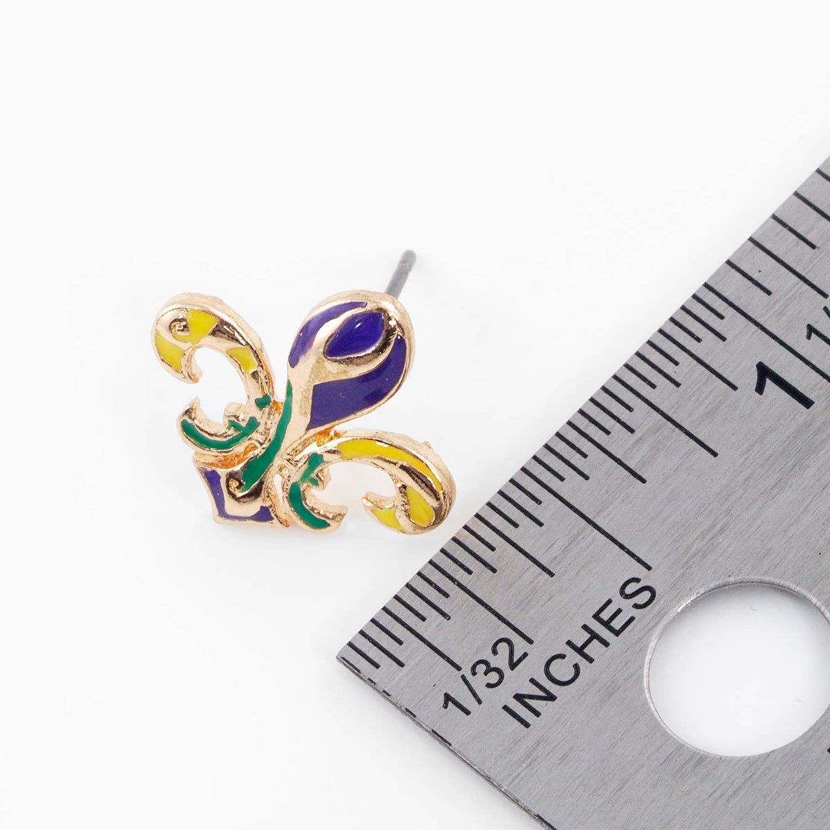 Gold Plated Chunky Fleur De Lis Stud Earrings