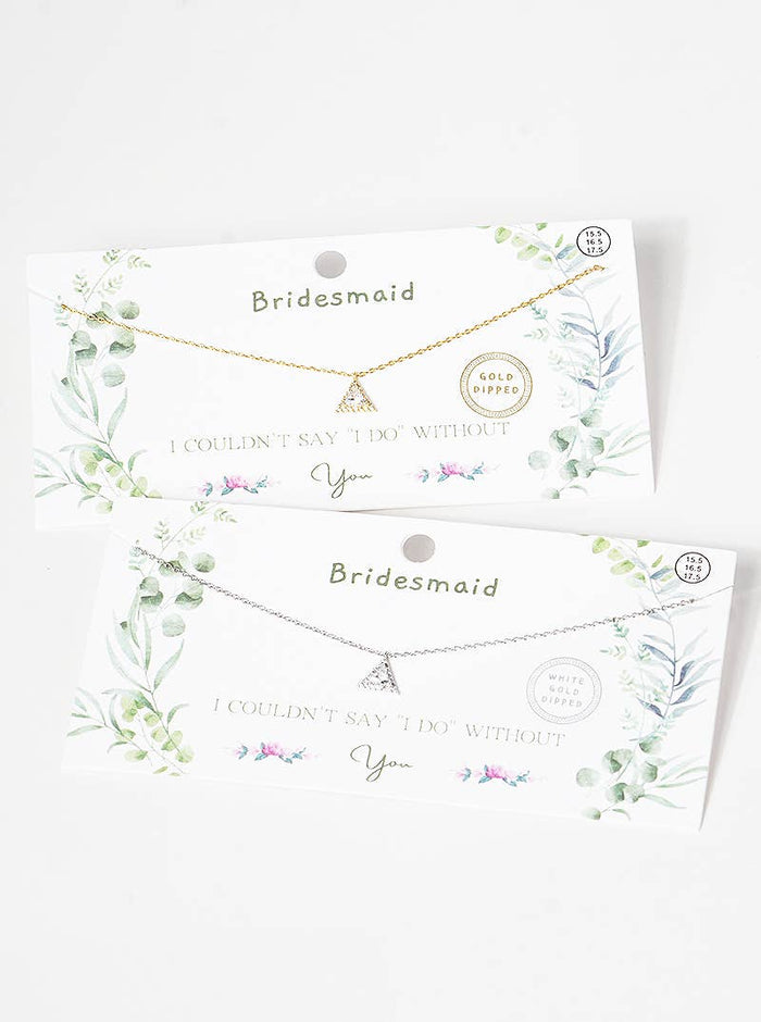 Dainty Pave Triangle CZ Bridesmaid Proposal Necklace