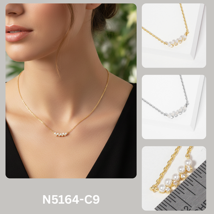Minimalist Petite Pearl and Crystal Bar Necklace