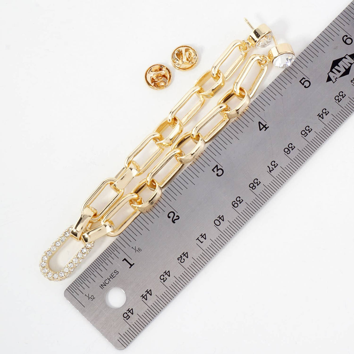 Chunky Link Hat & Collar Pin Chain with Crystal Accents