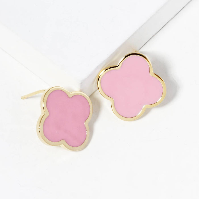 Pink Clover Stud Earrings