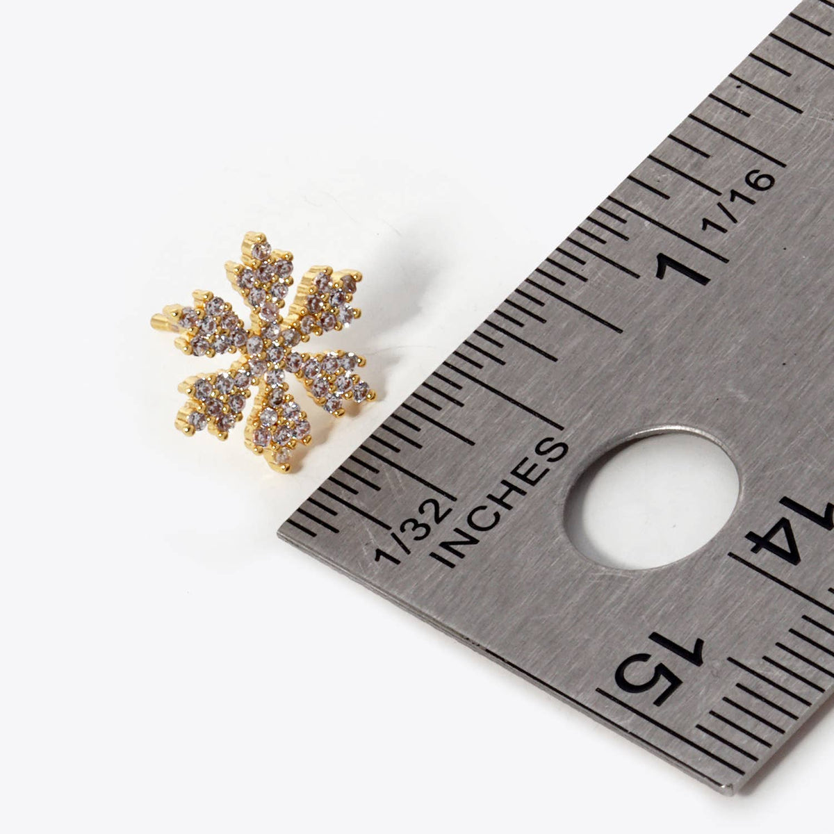Gold Plated Cubic Snowflake Stud Earrings
