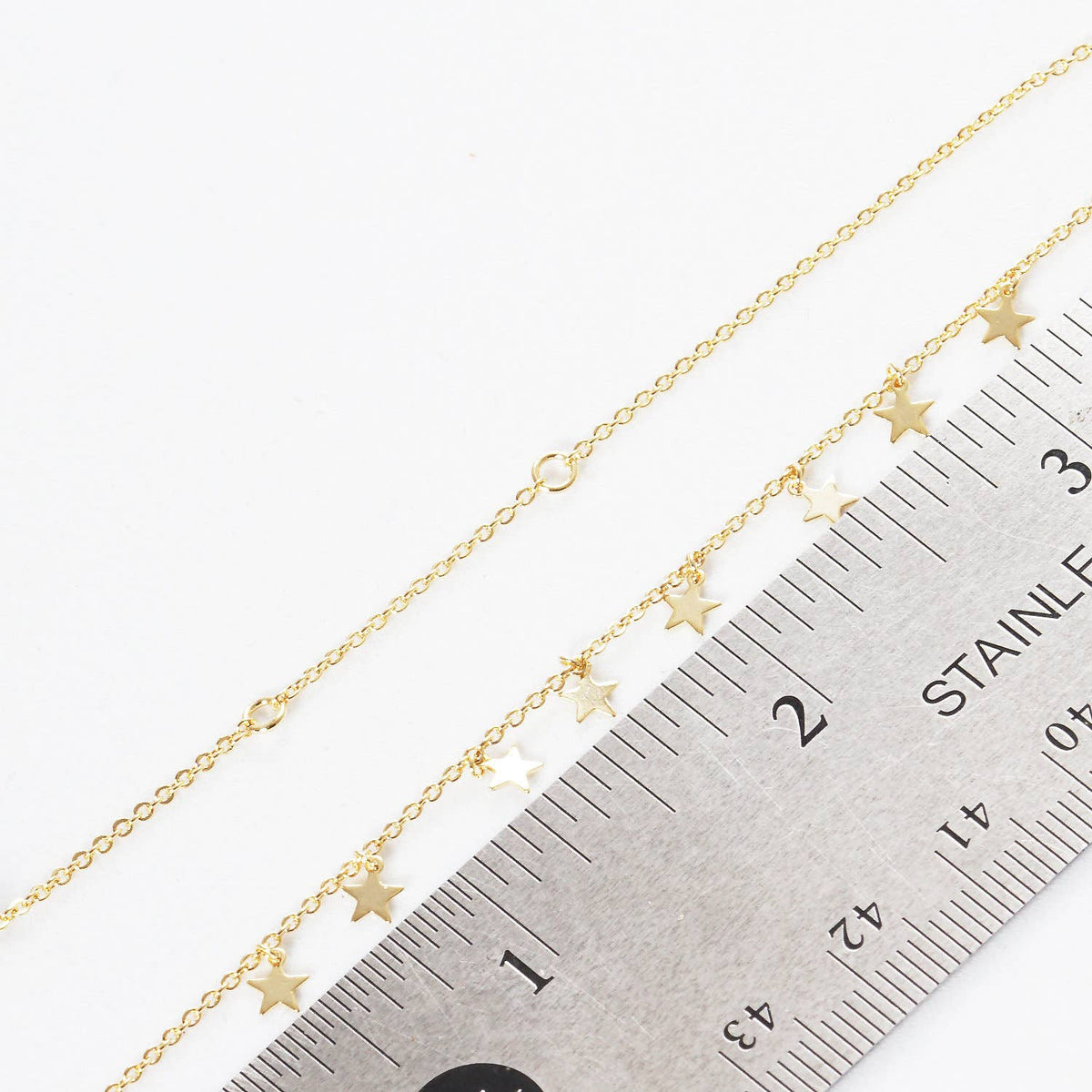 Gold Plated Chain w/ Dangling Stars Necklace