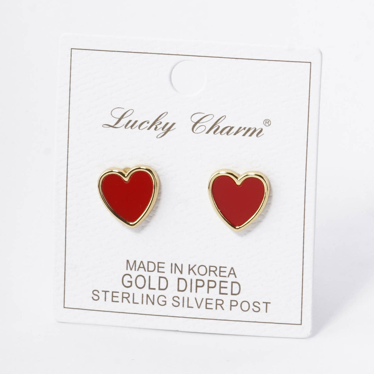 18K GOLD DIPPED 13MM HEART STUD EARRINGS
