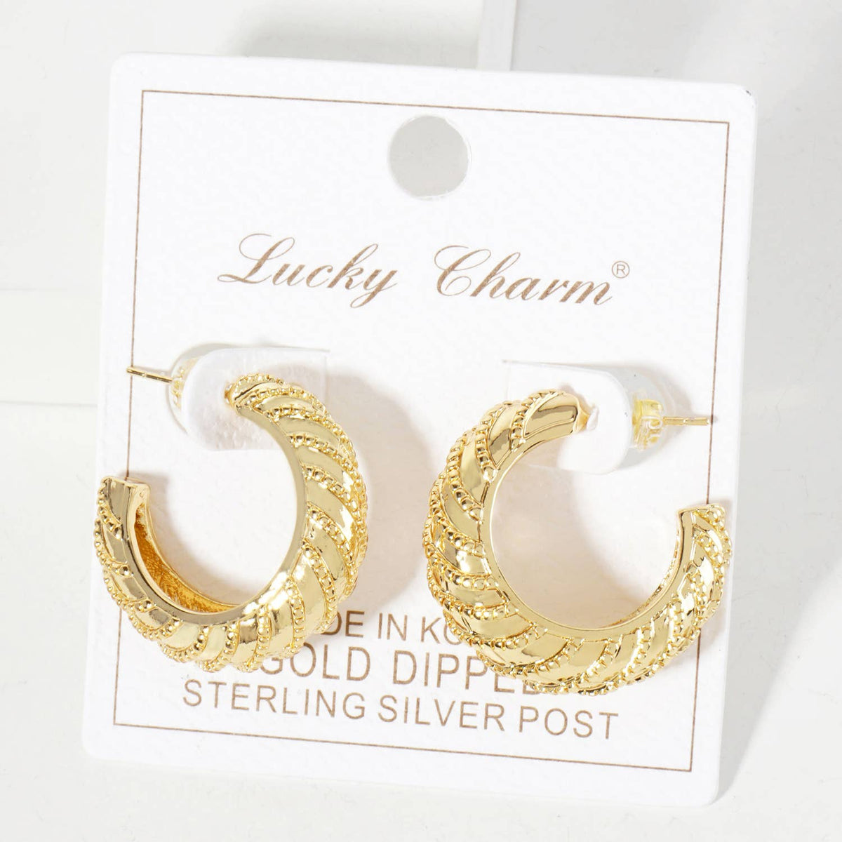 Diagonal Vortex-Textured 25mm Open Hoop Earrings