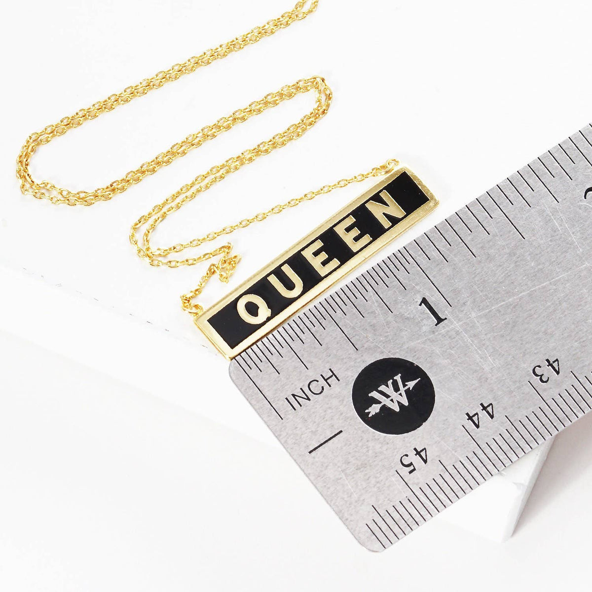 Gold Plated Mini Bar QUEEN Necklace