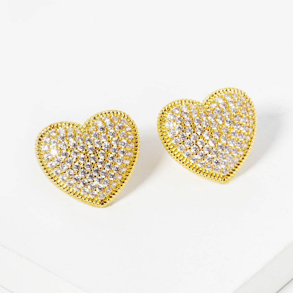 Pave Heart Stud Earrings