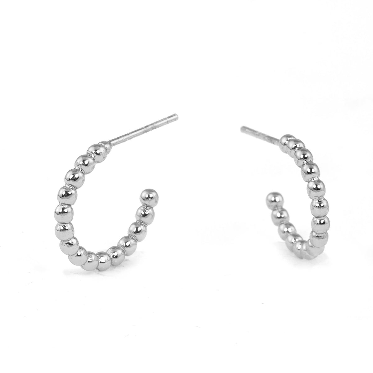 Gold Graduated Bead Open Hoop Earrings