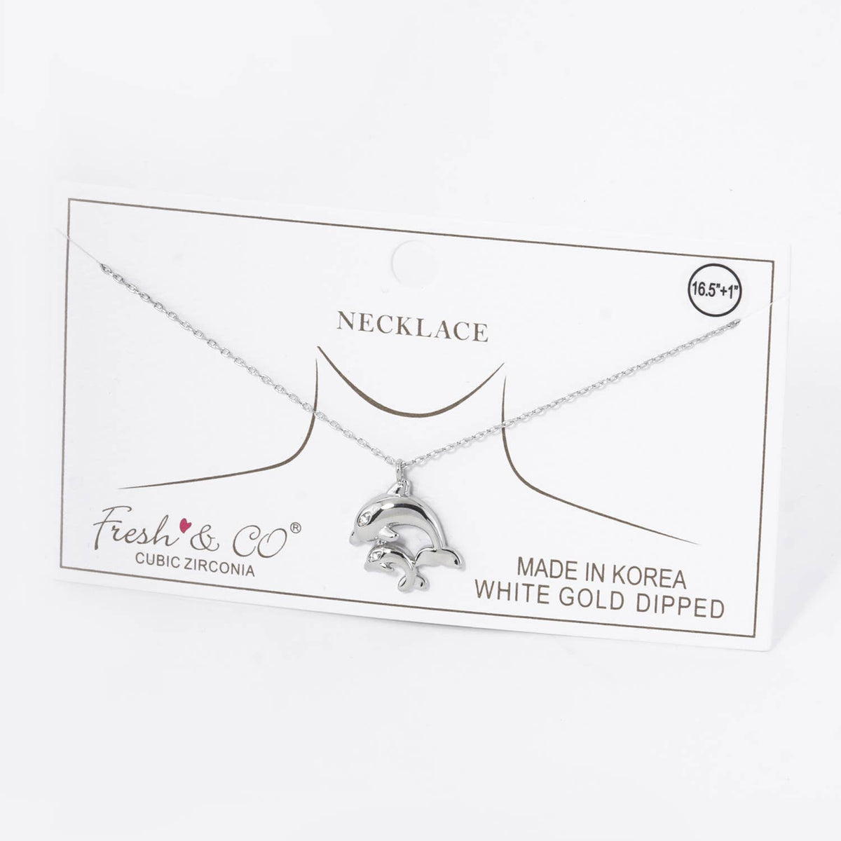 Two Dolphins Pendant Necklace / 18K Gold Dipped
