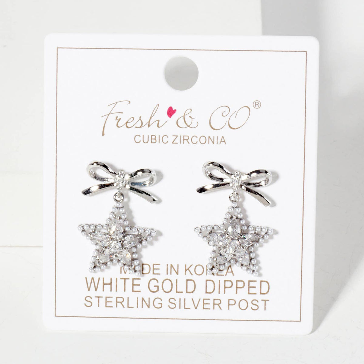 Pearl-Beaded Star Drop 18K-Gold-Dipped Bow Earrings