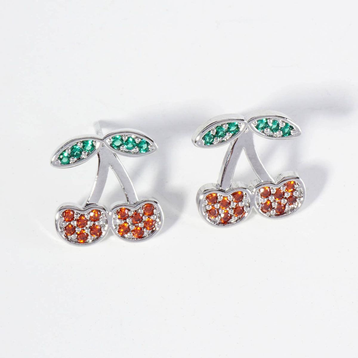 Cubic Zirconia Cherry Stud Earrings