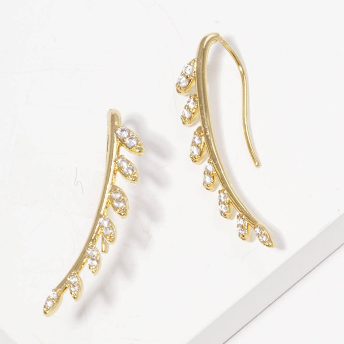 Gold Leaf Vine Ear Crawler Earrings