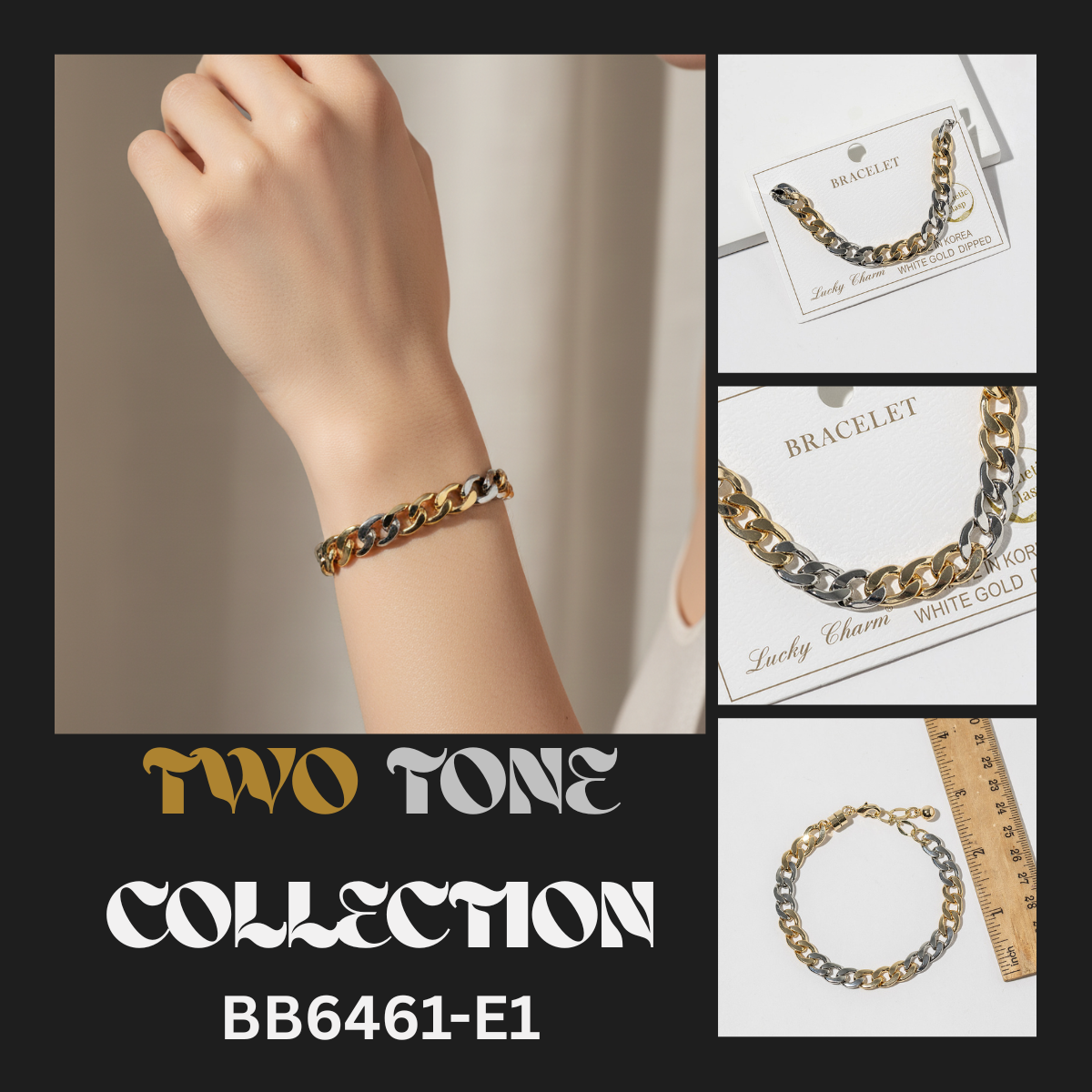 Two-Tone Mixed Metal Chunky Link Bracelet
