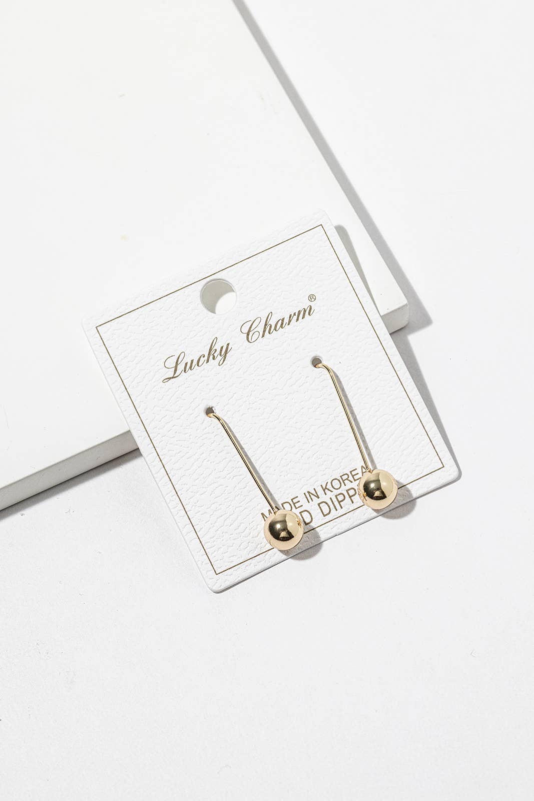 Long Hook Ball Drop Earrings – Metal Ball & Pearl Ball, Gold