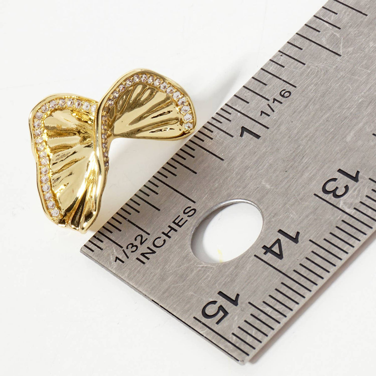 Crinkled-Texture Organic Butterfly-Shaped Post Earrings