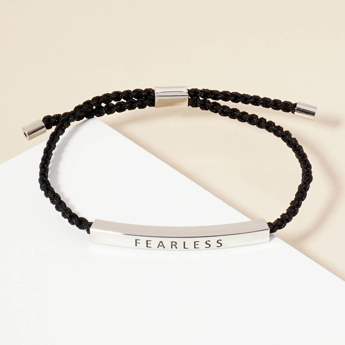Inspirational Messages "Fearless" Tube Bar Bracelet