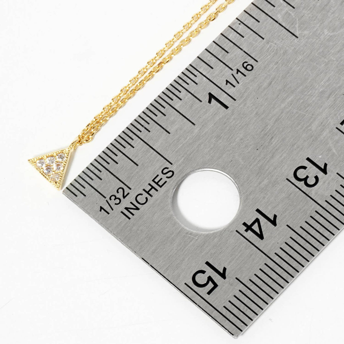 Pave CZ Triangle Pendant Necklace