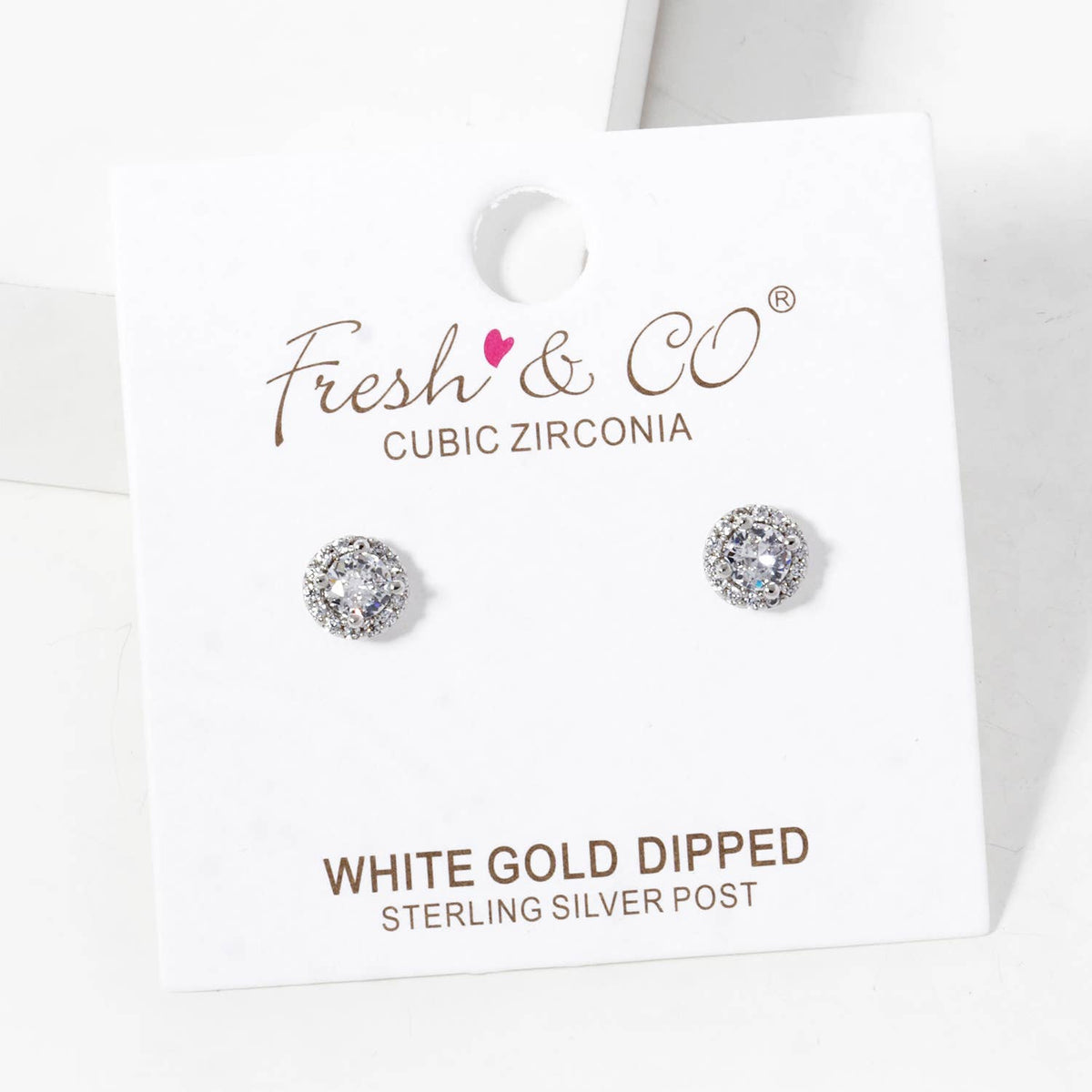 Gold Plated Halo Pave Stud Earrings
