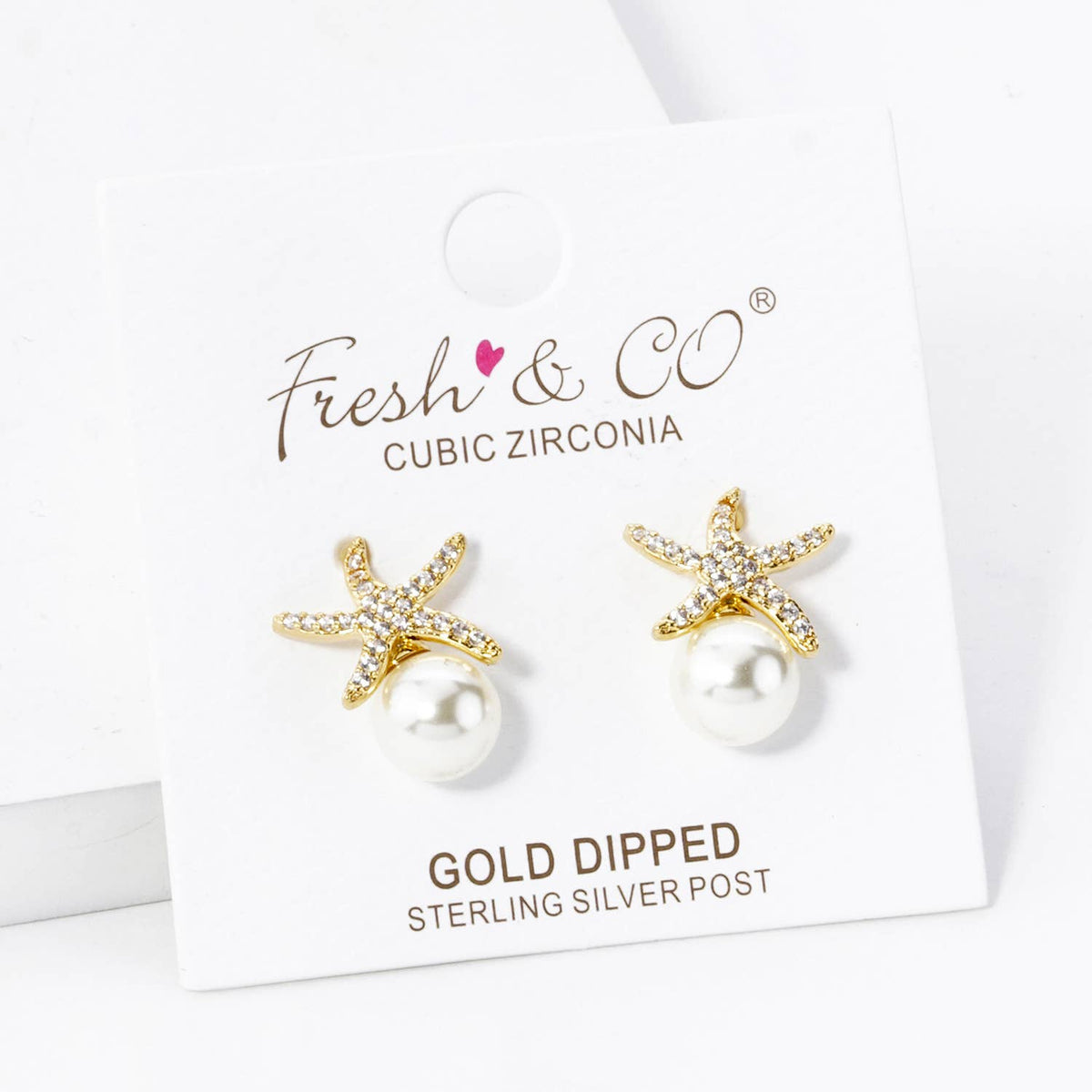 SEA STARS STARFISH 8MM PEARL STUD EARRINGS