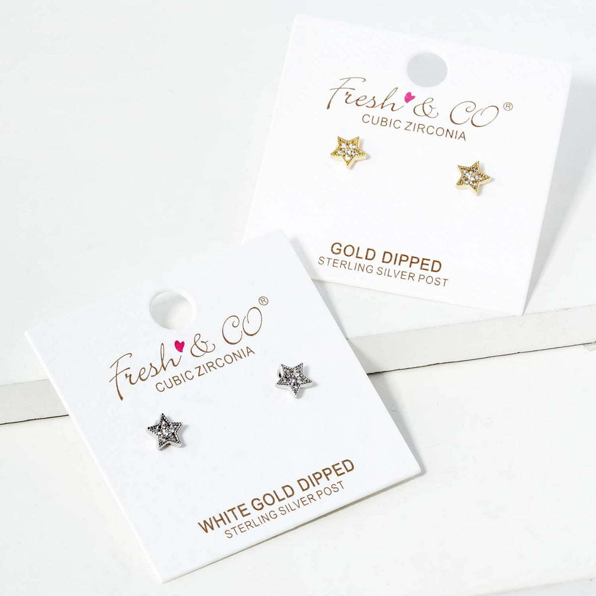 18K Gold Dipped CZ Pave Star Post Stud Earrings